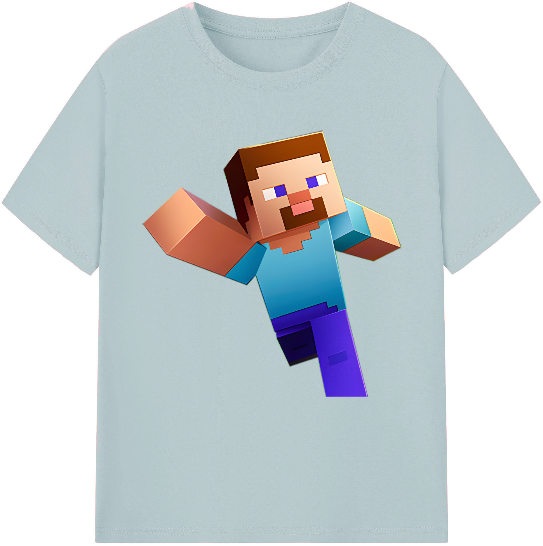 （画像用） マインクラフト ブロックの世界 Minecraft MC Block world 綿100％半袖Tシャツ（フロントプリント）